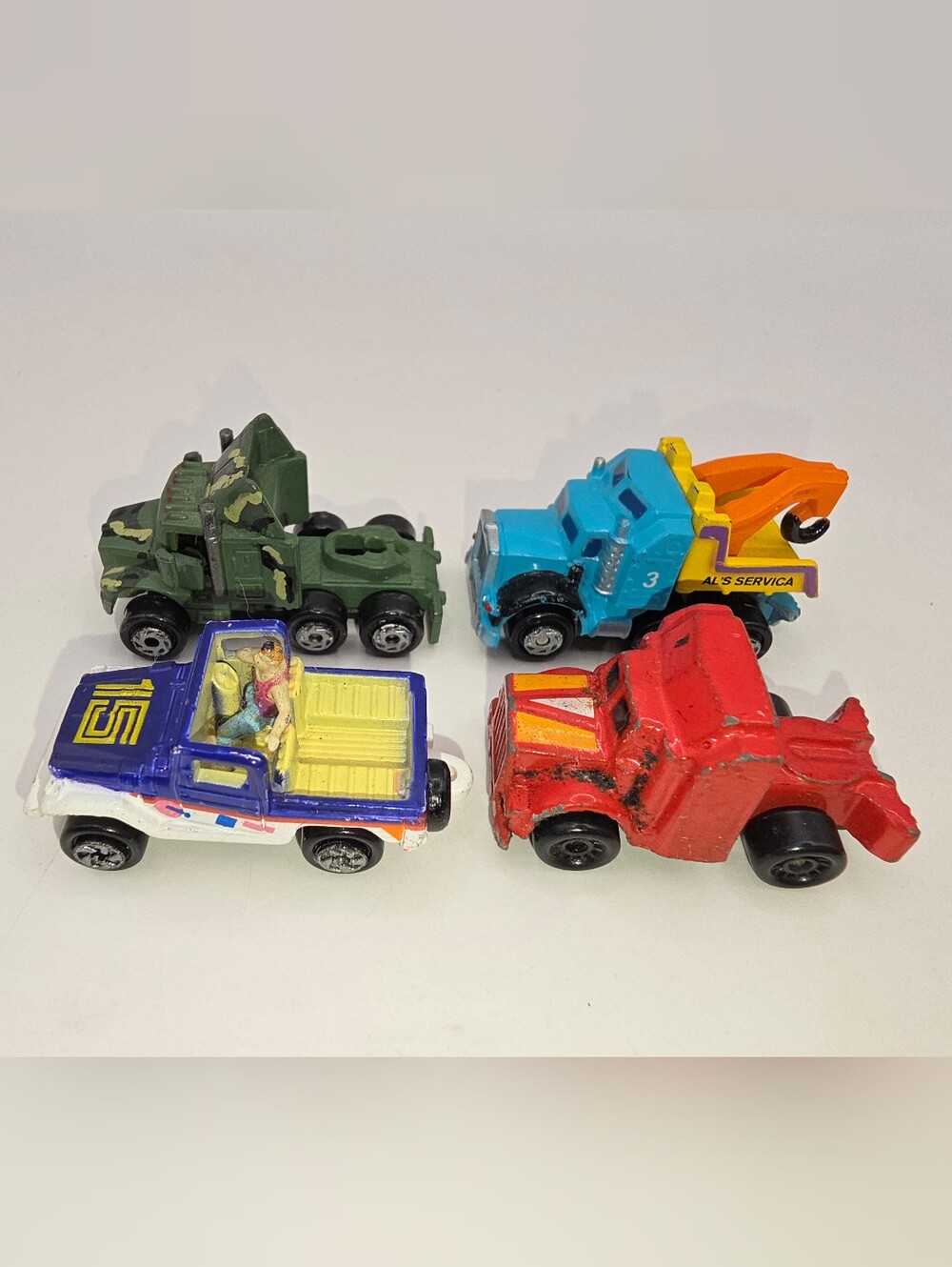 1989 Micro Machines Truck Lot Military Cargo Al's Service Tow Semi Diesel Jeep
